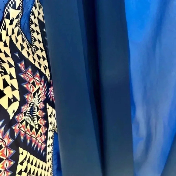 Yumi Kim Dream Maxi Silk Long Dress Gown High Neck Abstract Print Flowy Skirt M​ - Picture 12 of 15